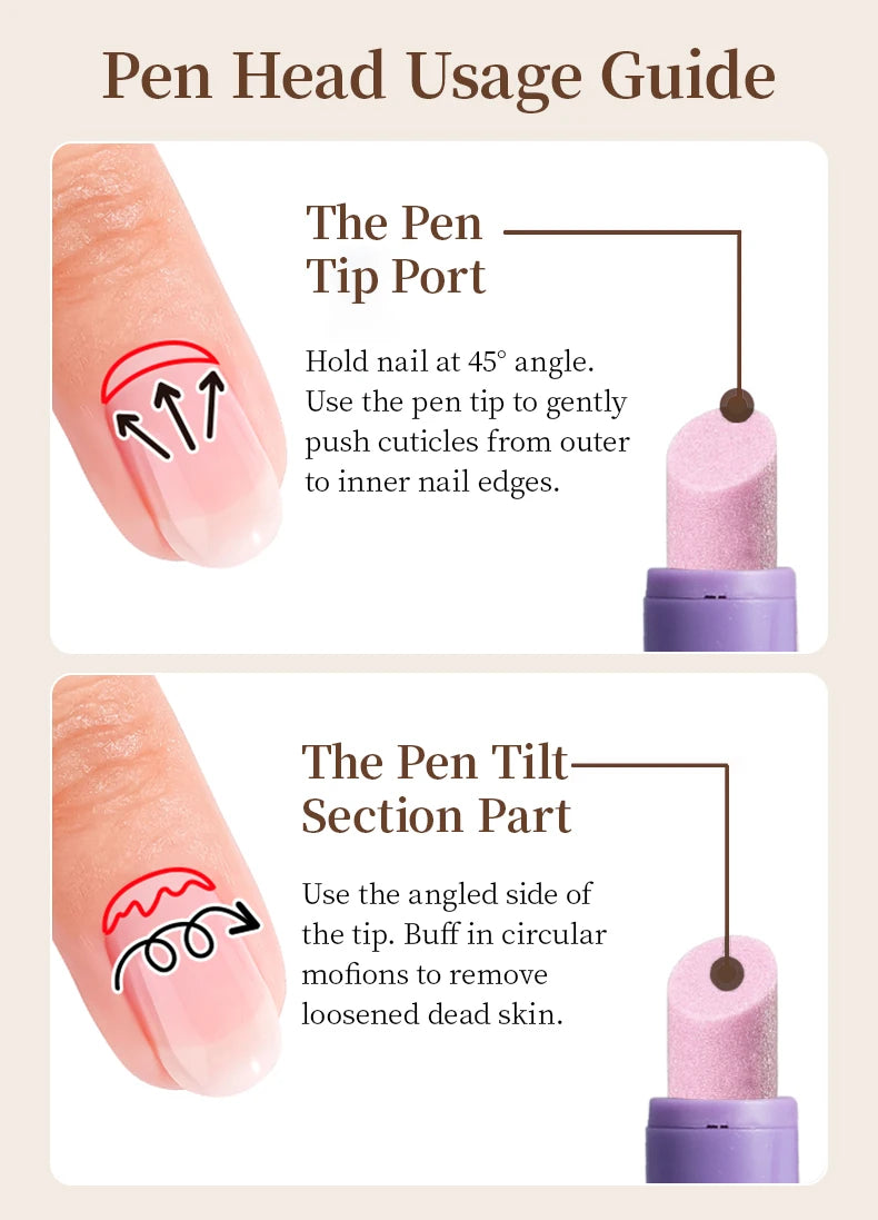 RSNAIL 3-in-1 Cuticle Oil Pen with Ceramic Nail Pusher for Hangnails Dry & Damaged Nails -Nail Care Pen for Repair & Nourishment