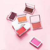 Matte Embossed Blush Palette High Pigmented Pink Coral Cheek Blush Powder With Professional Makeup Brush