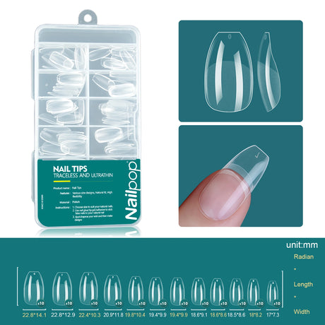 Nailpop 120pcs/box Gel X Nail Tips Medium Short Shape Almond/Square/Soft Gel Nail Tips False Nails Soak Off Easy Nail Extensions