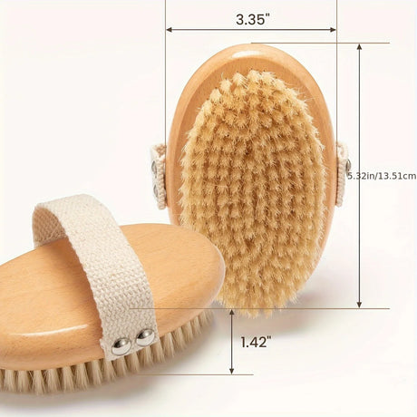 Lymphatic contour facial brush, pig mane body dry brush, exfoliating and blood activating body massage brush, facial brush