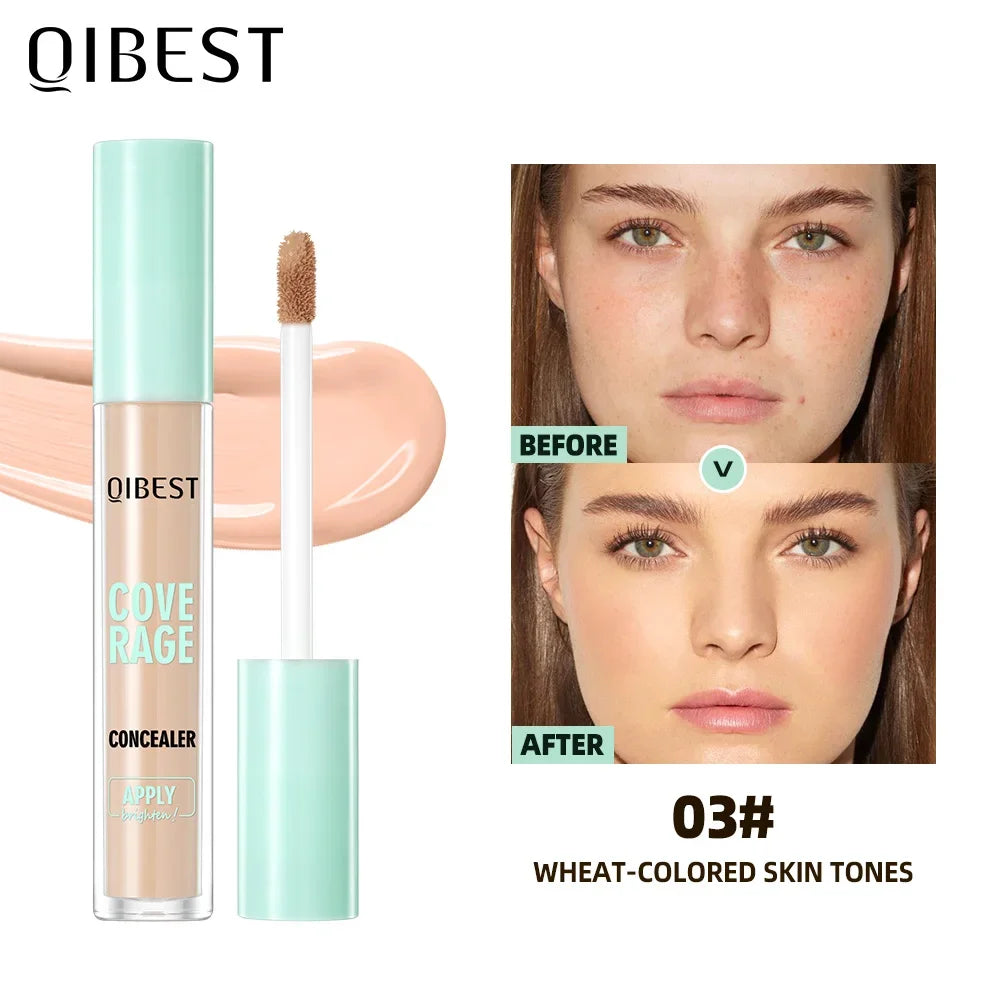 QIBEST 3D Full Coverage Concealer Long Lasting Liquid Concealer For Dark Circles Natural Finish Seamless Blend Under Eye Makeup