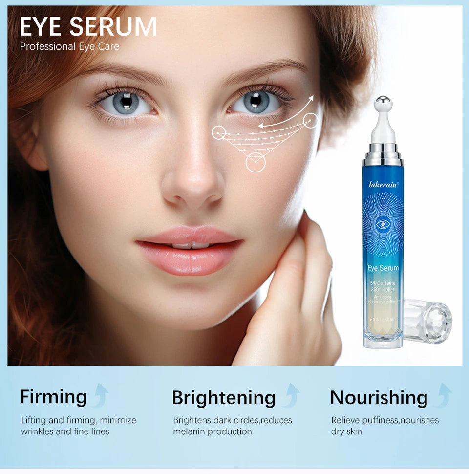 Anti-Wrinkle Eye Serum 5% Caffeine Eye Cream Eye Roller Ball Cream For Dark Circles Fades Fine Lines Remove Eye Bags 15ml