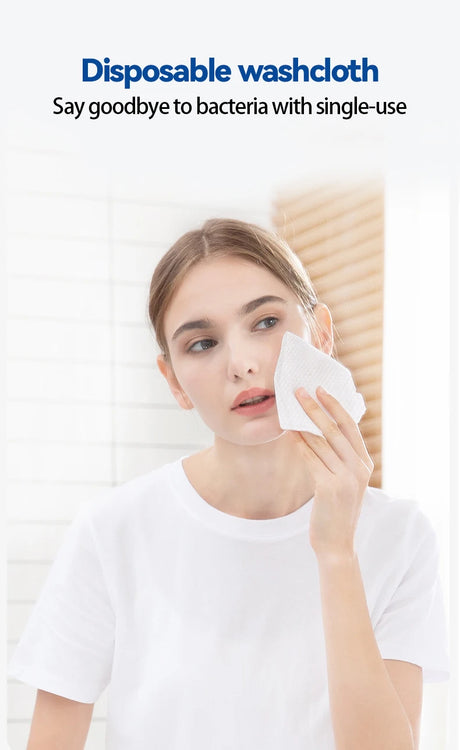100PCS Natural Disposable Face Towel Travel Facial Cleansing Wet And Dry Makeup Remover Pearl Cotton Soft Makeup Nonwoven Towel