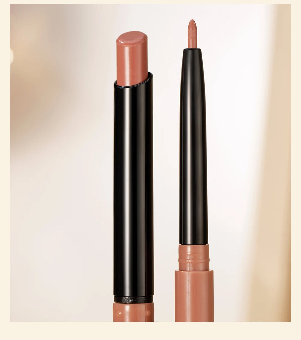 QIBEST Matte Nude Lipstick Pen Long Lasting Lipliner Lip Pencil Waterproof Lip Liner Contour Sexy Red Lip Makeup Set For Women