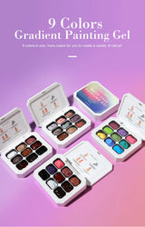 LIMEGIRL 9 Color Gradient Painting Gel Nail Art Design DIY Solid Gel Nail Polish Quickly Carved Petal Nail Painting Gel
