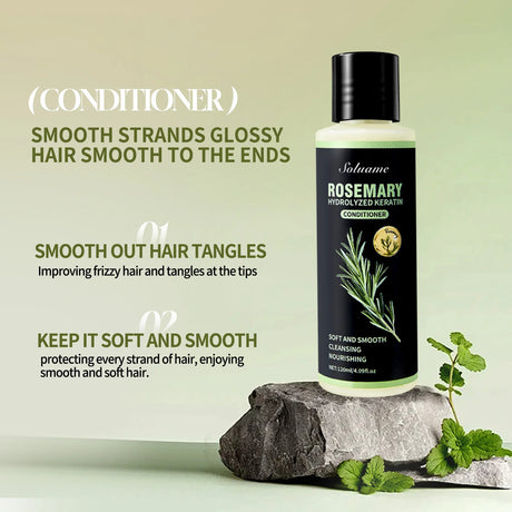 Rosemary Hydrolyzed Keratin Shampoo and Conditioner Set for Damaged Hair, Nourishing Hair Care for Soft, Smooth, Strong Hair