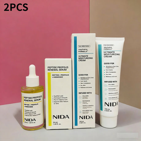 Korea NIDA Skin Care Kit - Ultimate Moisturizing Cream, Retinol Probiotic Eye Cream, TXA Renewal Essence, For All Skin Types