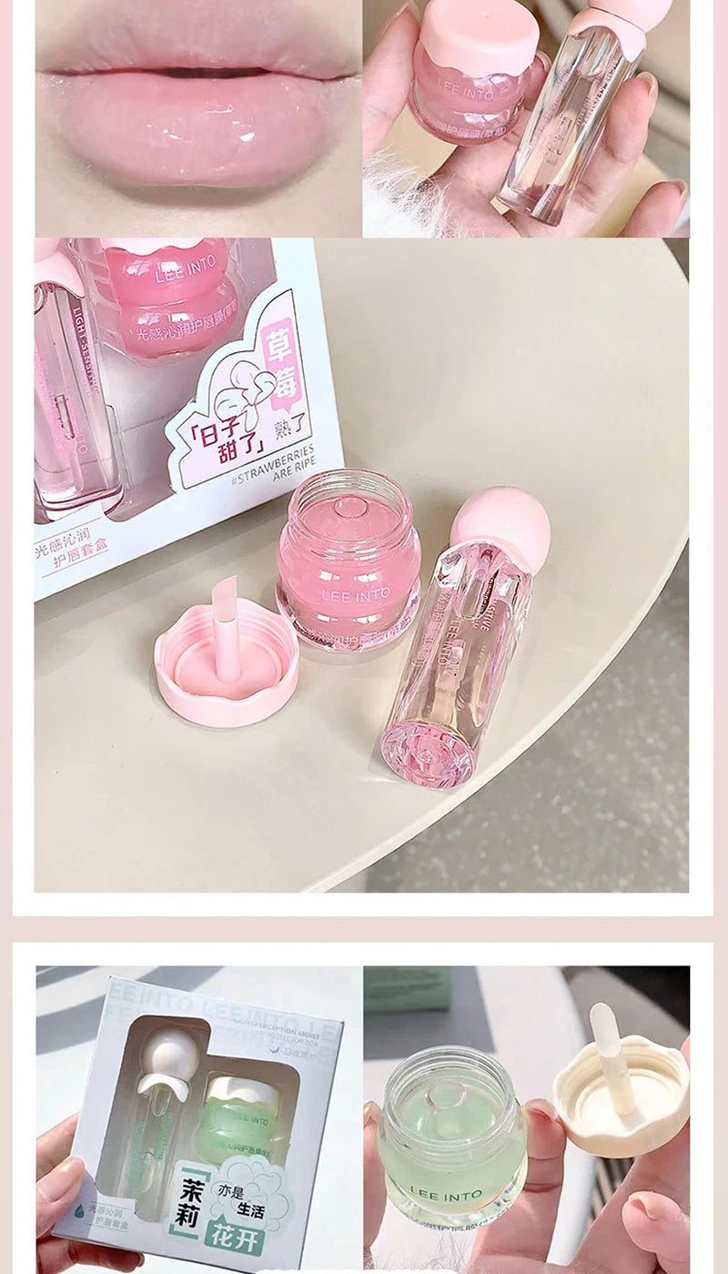 LEE INTO lip balm lip kit moisturizing water light jelly day and night thick lip balm