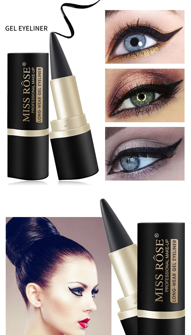 MissRose Waterproof Eyeliner Gel Matte - 24H Quick-drying Rich Pigment Single Head Gel Pencil Smudge-proof Long-lasting Black