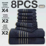 2/3/6/8 Pcs Bath Towel Set White & Gray with Gold Accents, Soft Absorbent Premium Towels for Home, Hotel & Bathroom
