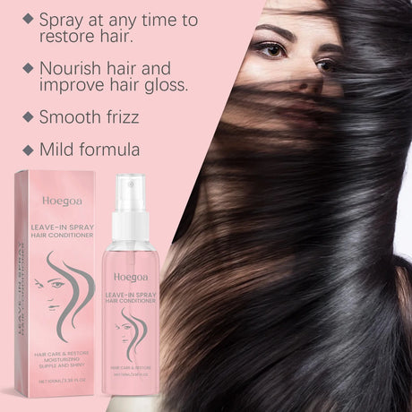 Leave-In Hair Conditioner Care Spray Wash Free Gentle Nourishing Scalp Anti Frizz Split Ends Daily Moisturizing Hair Spray 100ml