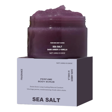 Perfume Body Scrub Hydrating Smoothing Skin Natural Exfoliating Salt Rose Coral Amber Vanilla Scent Moisturizing Cleansing Skin