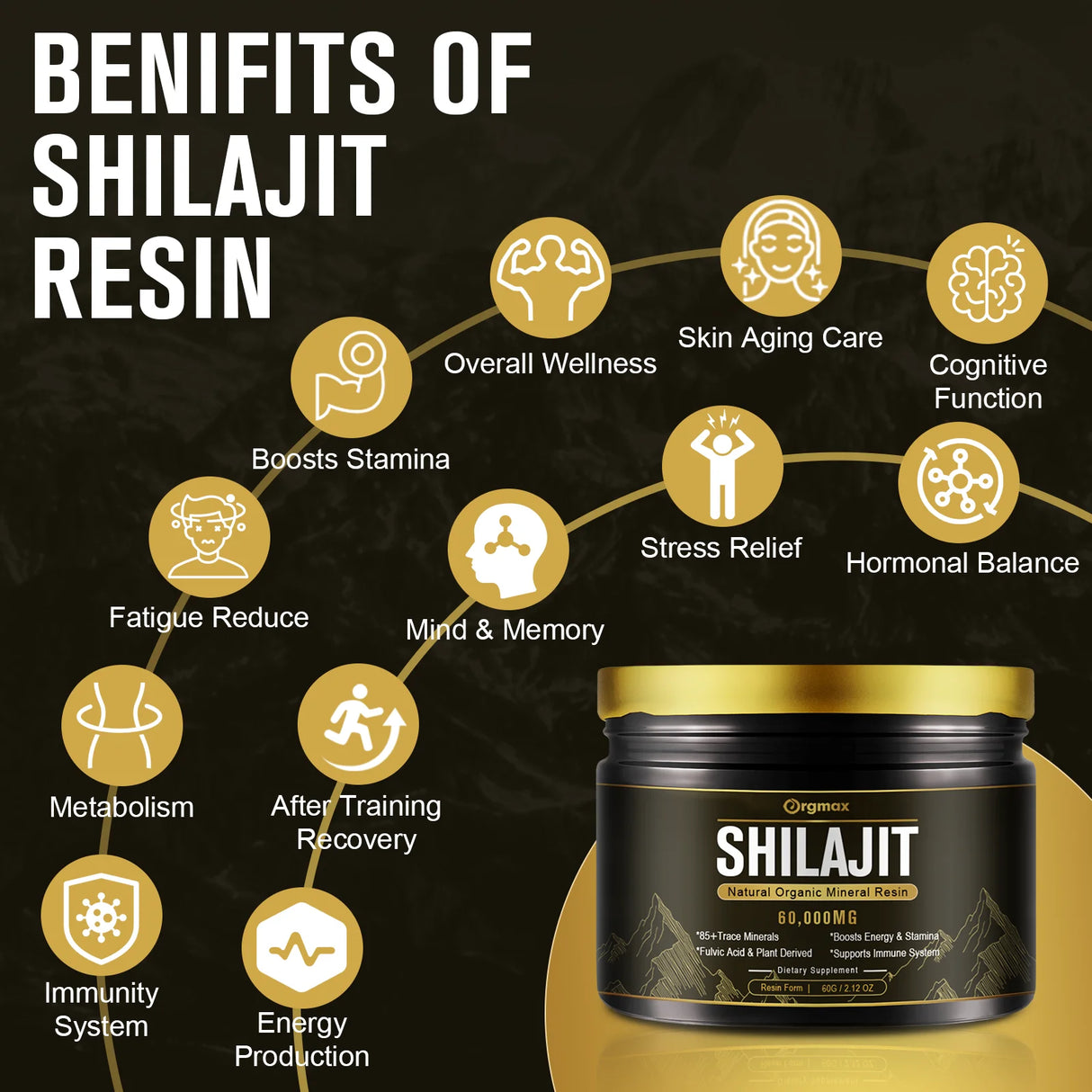 Himalaya Shilajit Resin Original High in Trace Minerals& Fulvic Acid for Energy, Muscle Strength & Immunity, Endurance for Adult
