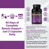 Biotin 25000mcg - Collagen Keratin Hyaluronic Acid Vitamins, Hair Skin Nails & Joint Support, Anti-aging Supplements Antioxidant