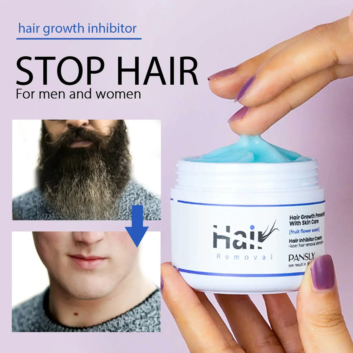 50g Hair Removal Cream for Unisex Reduce Hair Growth Removal Permanent Cream Beard Intimate Legs Body Armpit Painless Depilatory