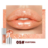 Qibest 8 Colors Moisturizing Diamond Shimmer Glitter Lip Gloss Makeup Sparkling Glitter Liquid Lipstick Pearl Lipgloss Tint