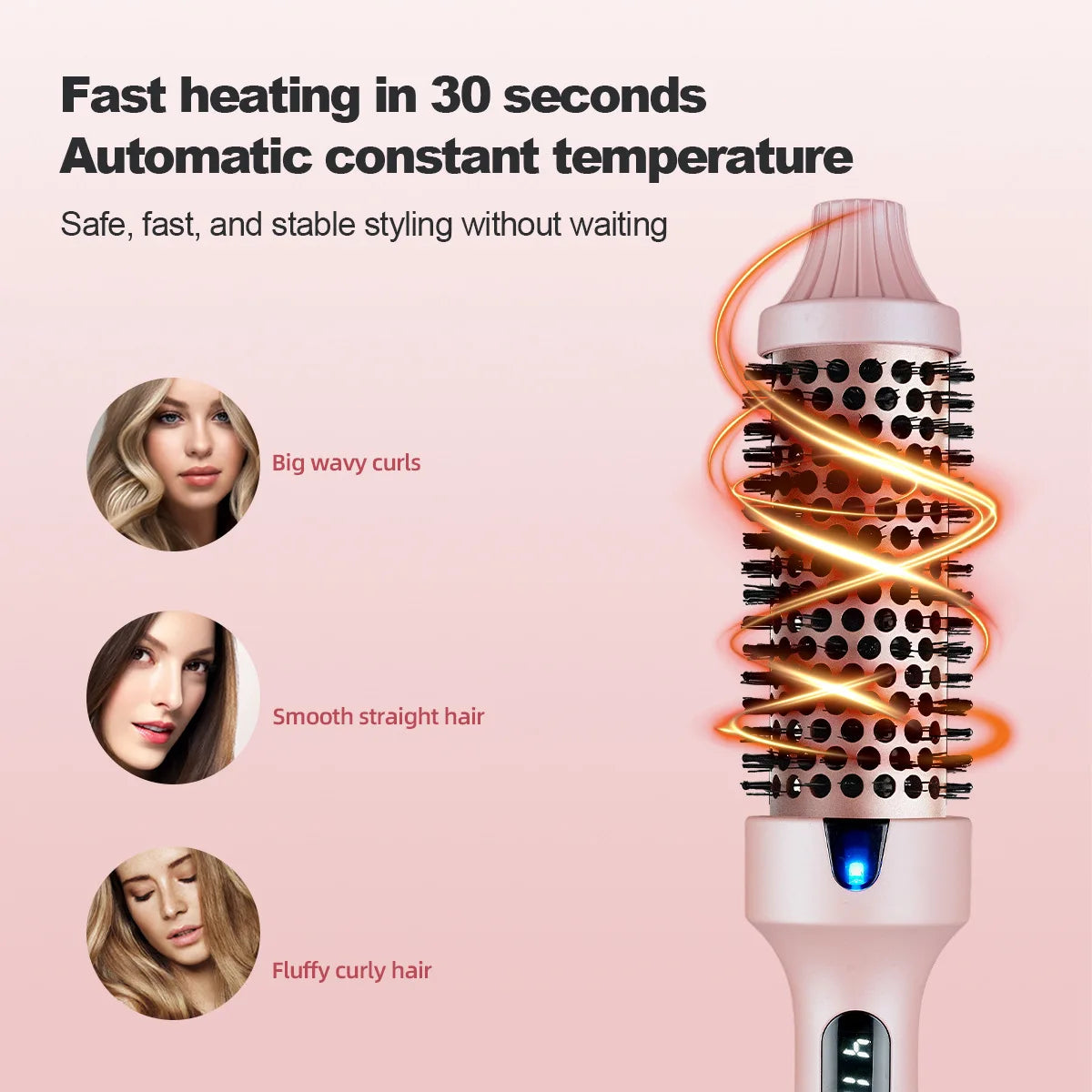 Fluffy Comb Straight Hair Curling and Straightening Dual Purpose Curling Brush PTC Heating Red Light Hair Care Curling Iron