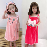 Children's bath towel, bathrobe, Wrap shower skirt Super soft children's absorbent beach towel suitable for 3-1 4year old girls