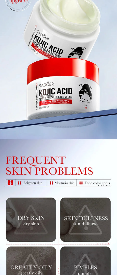 SADOER Kojic Acid Skin Care Sets Moisturizing Freckle Removing Face Cream Anti Dark Circles Eye Cream Travel Size Skin Care