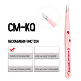 GEMERRY Eyelash Pink Strawberry Stainless Steel Superhard Tweezers For Lash Extension High Precision Anti-Static Makeup Tweezer