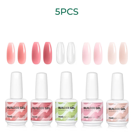 Nailpop 15ml Builder Gel Nail Polish for Nail Apex & Extension Strengthener Upgraded Soak Off UV Gel Rhinestone Glue 4 Colors