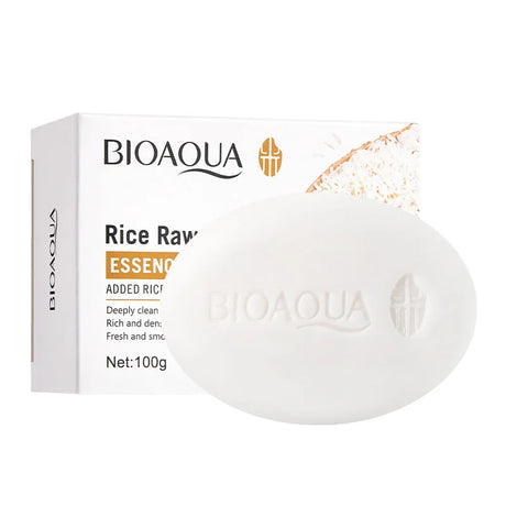 BIOAQUA White Rice Raw Pulp Facial Soap Face Wash Foam Facial Cleanser Moisturizing Whitening Body Bathing Handmade Soap