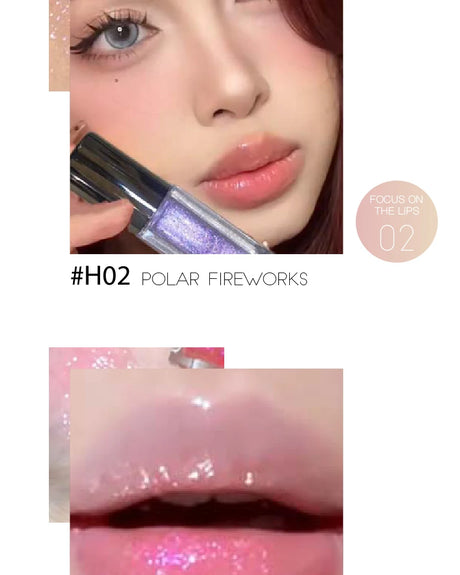 HERORANGE Glittering Mirror Lip Glaze, Watery Shimmering Light Lip Gloss Makeup 6 Colors, Hydrating Moisturizing, Long Lasting