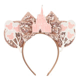 2026 Disney Trip Mickey Ears Headband For Girls Sequin Castle Bow Hairband Cartoon Character Cosplay Hair Accessories Kids Party