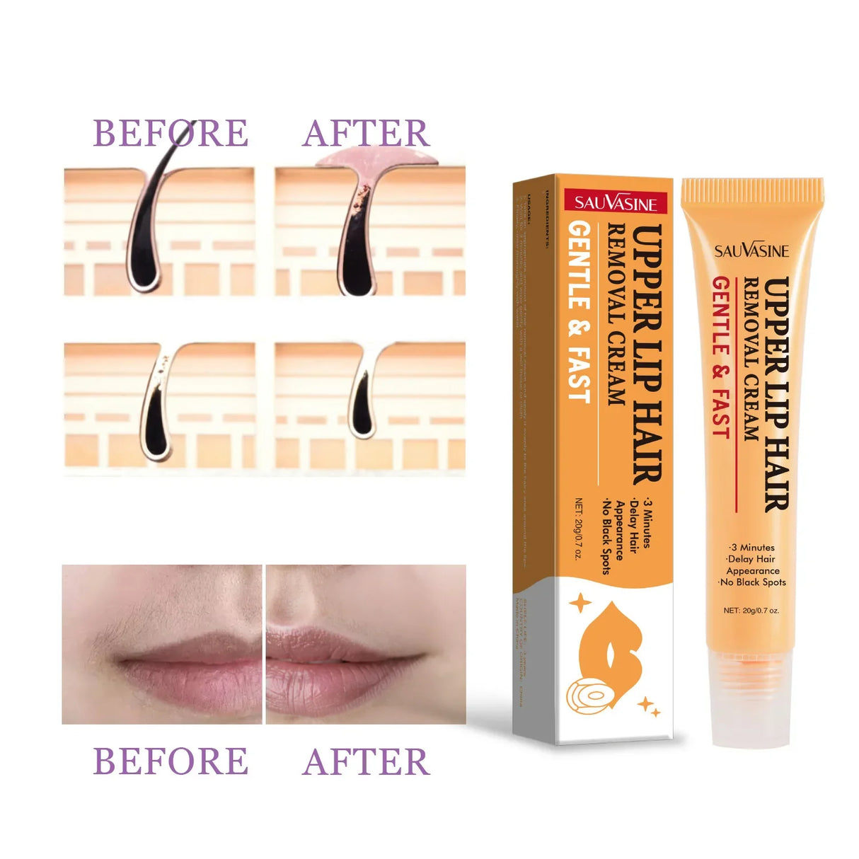 3 Minutes Fast Hair Removal Cream Painless Hair Growth Inhibitor Lip Face Arm Armpit Leg Permanent Depilatory for Men Women Care