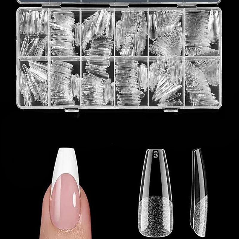600 Pieces of Fake Nail Tips, Matte and Semi-Matte Effect, Almond French Coffin Shape, Stiletto Oval Square Shape, Thickened Fingertips at the Front