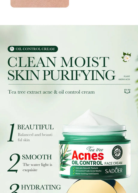 SADOER Tea Tree Acne Removing Face Cream Anti Acne Hydrating Oil Control Moisturizing Facial Creams Face Skin Care Products