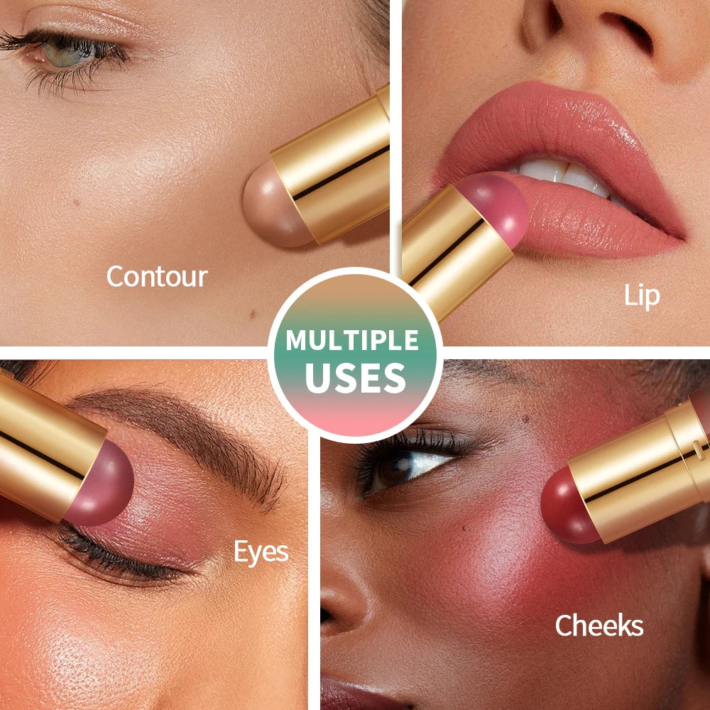 Butter Glow & Go Multiuse Stick Double-Headed Bronzer Blush Stick for Cheeks Contours Light Glossy Bronze&Pink Blusher Cosmetics