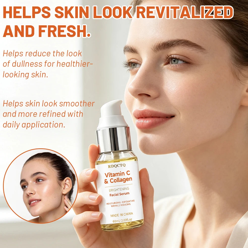 Facial Serum | Vitamin C & Collagen Infused Daily Skin Care Serum, Hydrating & Gentle Exfoliating Facial Treatment for All Skin