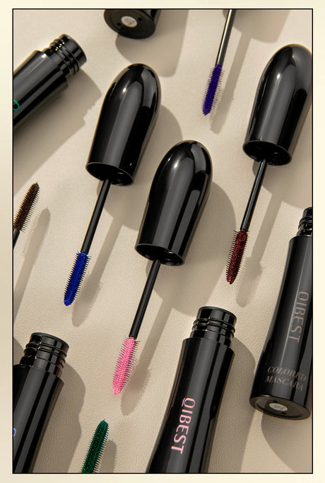 QIBEST 4D Silk Fiber Eyelash Mascara Waterproof Colorful Mascara For Eyelash Extension Thick Lift Lengthening Lasting Makeup