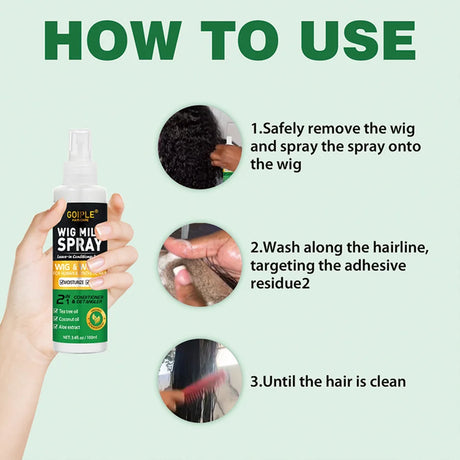 GOIPLE 100ml 2 In 1 Professional Wig Milk Spray Leave In Conditioner Heat Protection Mist Moisturizes Hair Care Product