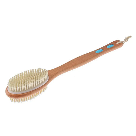 Massage with Long Wooden Handle Back Foot Scrubber Shower Brush Bristle Bath Brush Double Side Head Body Exfoliating Cleaner