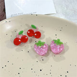 2Pcs/Lot Summer Style Women Hair Accessories New Mini Fruit Gripper Cute Strawberry Watermelon Imitation Fruit Shaped Hair Clips