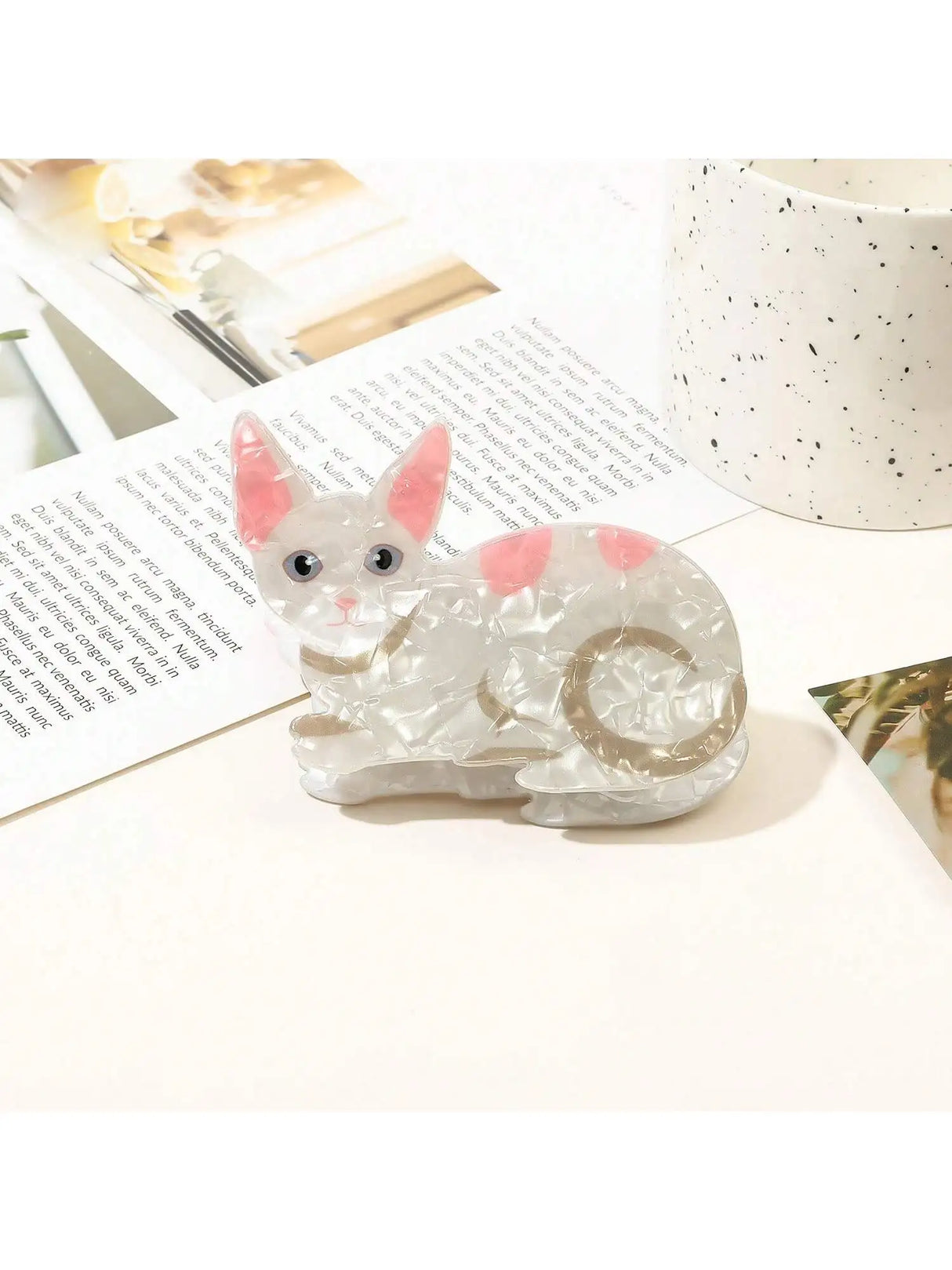 1/6pcsCute and Sweet Cartoon Orange Cat Puppet Kitten Hair Clip High Grade Acrylic Hair Claw Back of Head Coiled Hair Shark Clip