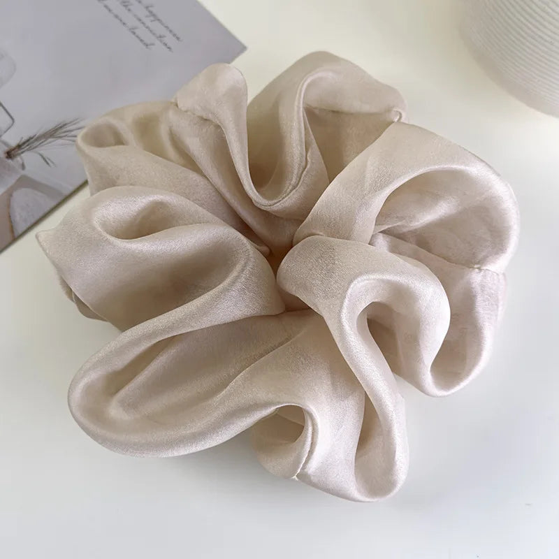 Retro French Large Hair Scrunchies Solid Color Headbands Spring/Summer Sweet Head Rope Female Tie Hair Rubber Bands for Womens