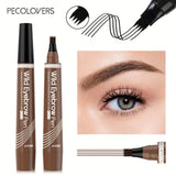 5 Colors Liquid Eyebrow Pen, Long Lasting Eyebrow Tattoo Pen, 4-splitted Head Eyebrow Tint Pen , Gray Brown Eyebrow Makeup