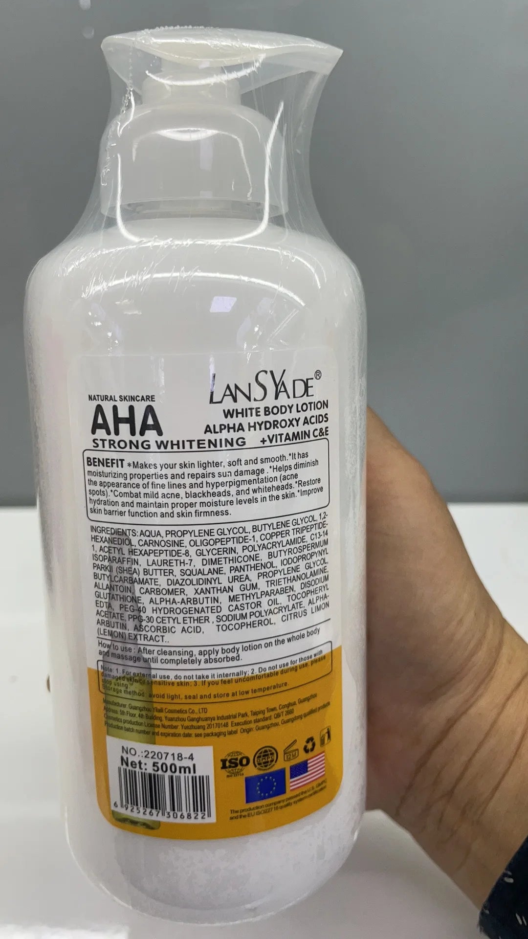 500ml Whitening Body Lotion ALPHA Hydroxy Acids+Vitamin C&E See Results In 3 Days Moisturizing Lightening Body Cream Lotion Skin