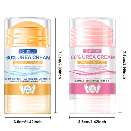 JUINHOU 40g2pcs 60% Urea Portable Foot Cream Stick Salicylic Acid Exfoliating Moisturizer Cracked Heel Repair Dry Skin Foot Care