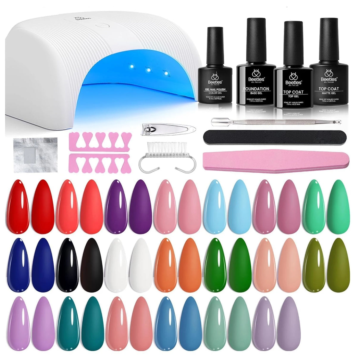 Beetles Gel Nail Polish Kit with UV Light, 31 PCS Popular Color Set