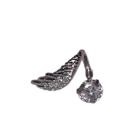 1pcs Silver Color Wing 316L Stainless Steel Ear Bone Nail for Women New Fashion Full of Rhinestone Earrings Accessories for Ear