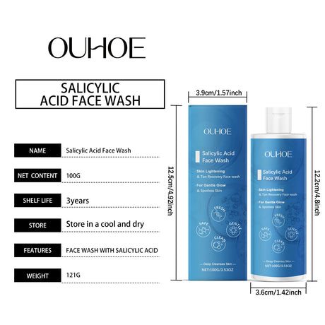Salicylic Acid Facial Cleanser Acne Treatment Moisturizing Oil Control Skincare Face Wash Cleansing Pore Hydrating Skin Care
