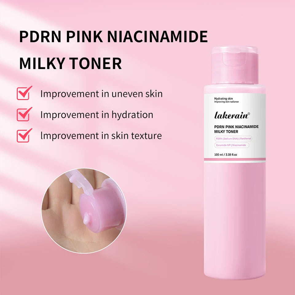 PDRN Pink Niacinamide Milky Toner for Hydrating Moisturizing Soothing Ceramide Glass Glow Skin Milky Toner Korean Skincare