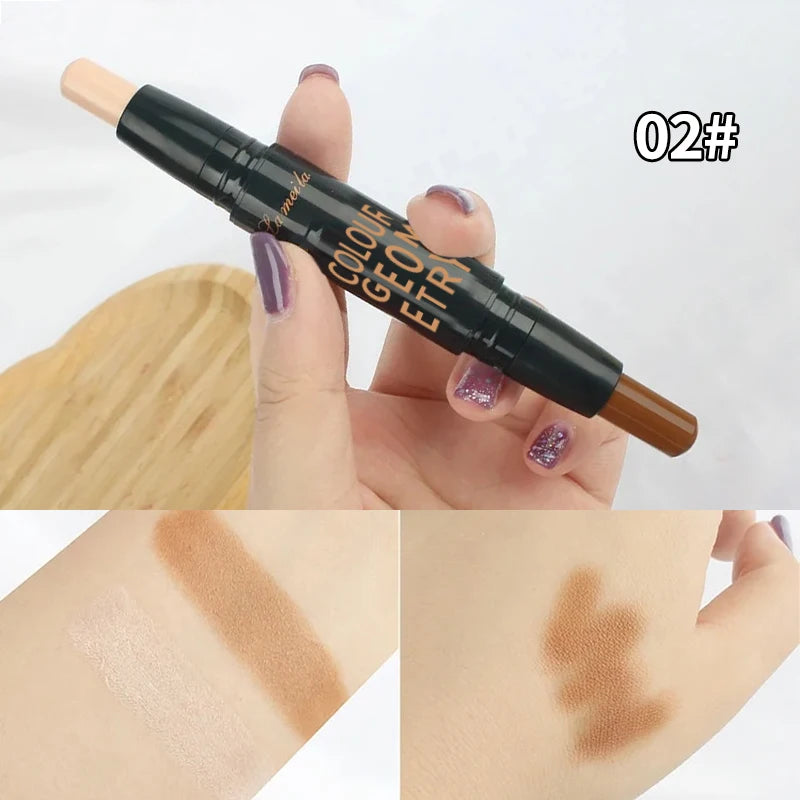 Dual-ended contour stick, facial foundation, concealer, long-lasting dark circles, correcting contour concealer, makeup