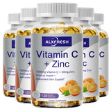 Alxfresh Vitamin C 1000mg with Zinc 20mg | Vitamin Dietery Supplement | Non-GMO & Gluten Free Vegan | for Immune Support Caps