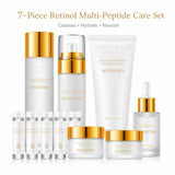 7PCS Retinol Multi-Peptide Skincare Set Hydrating Face Care Routine Gift Box Toner Cleanser Essence Cream Mask for Smooth Glow