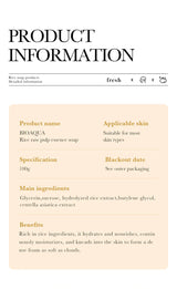 Rice Original Essence Deep Cleaning, Moisturizing Nourishing Facial Cleansing Soap Refreshing Oil Control Facial Wash Hand Soap